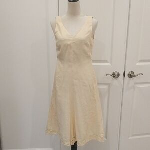Elegant Light Yellow Irish Linen Sleeveless Dress